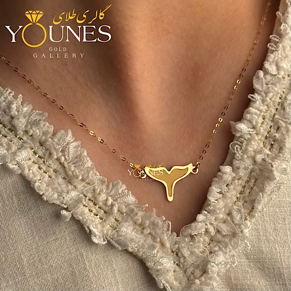 گردنبند میناکاری دم وال کرم نسکافه ای طلا